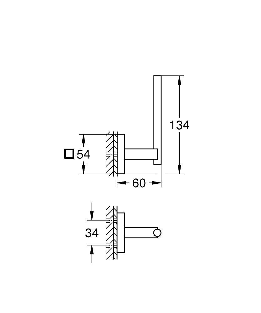 Grohe – Toilettenpapierhalter – Metall, Schwarz, Wandmontiert, Klebend, 5,4 × 19,2 × 13,4 cm