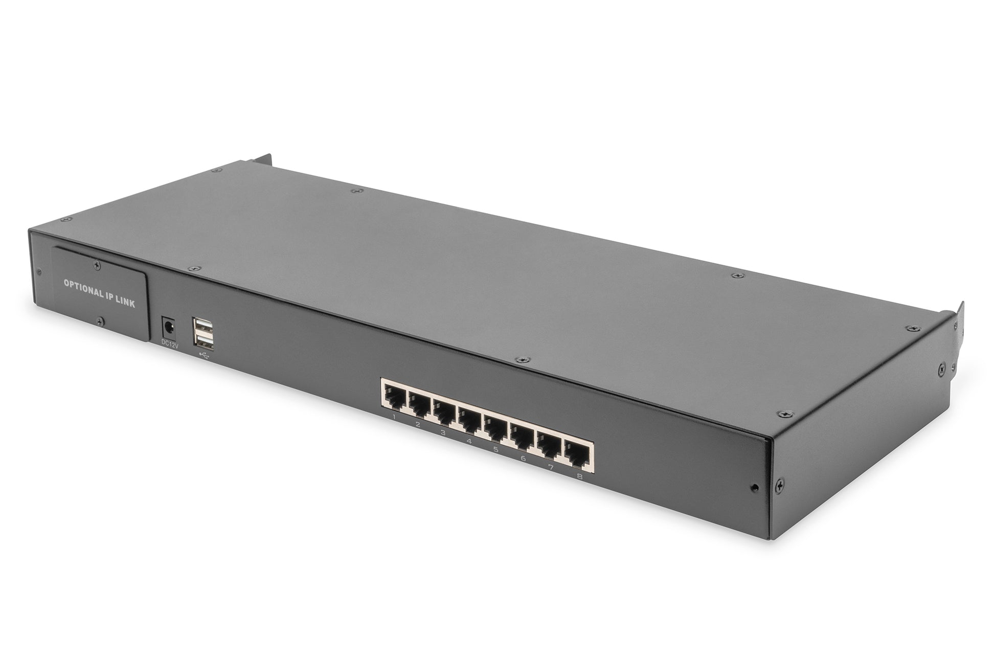 Digitus 19" Rack-LCD-Konsole – 1920 × 1080, 8-Port KVM, USB 2.0-Hub, DE QWERTZ, 1U