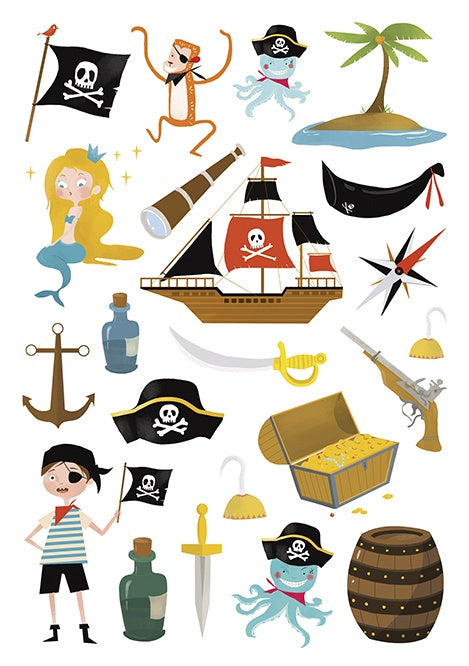 Clairefontaine Sticker Sweety – A5, Piraten, Mehrfarbig – 138 Sticker, Papier