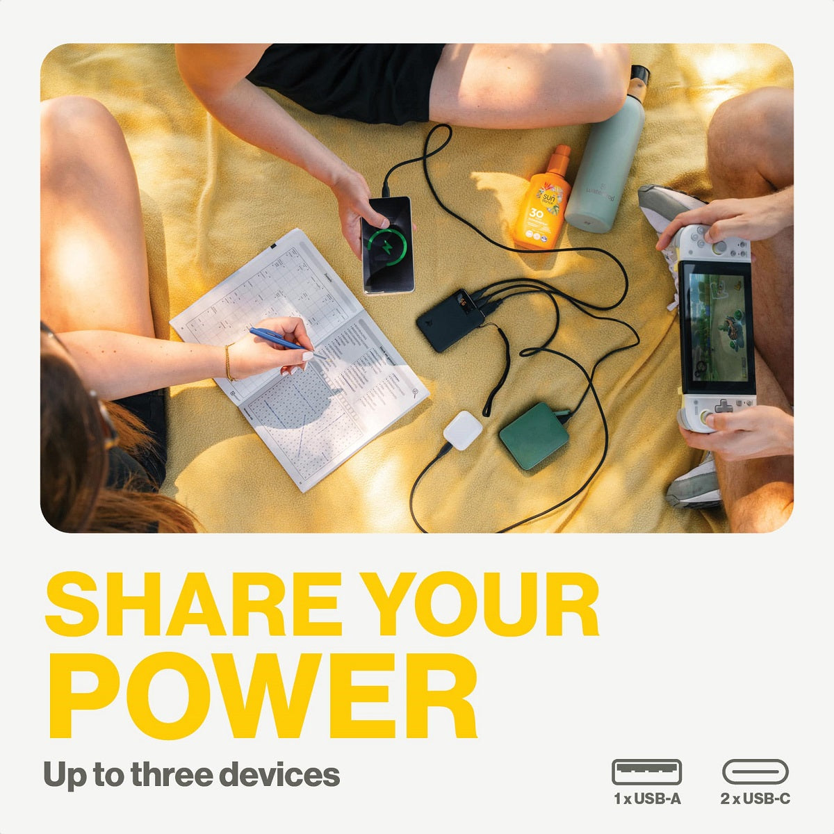 Aqiila Powerbird B5 Powerbank 5'000 mAh – 12 W, 2× USB-C, 1× USB-A, Moosgrün