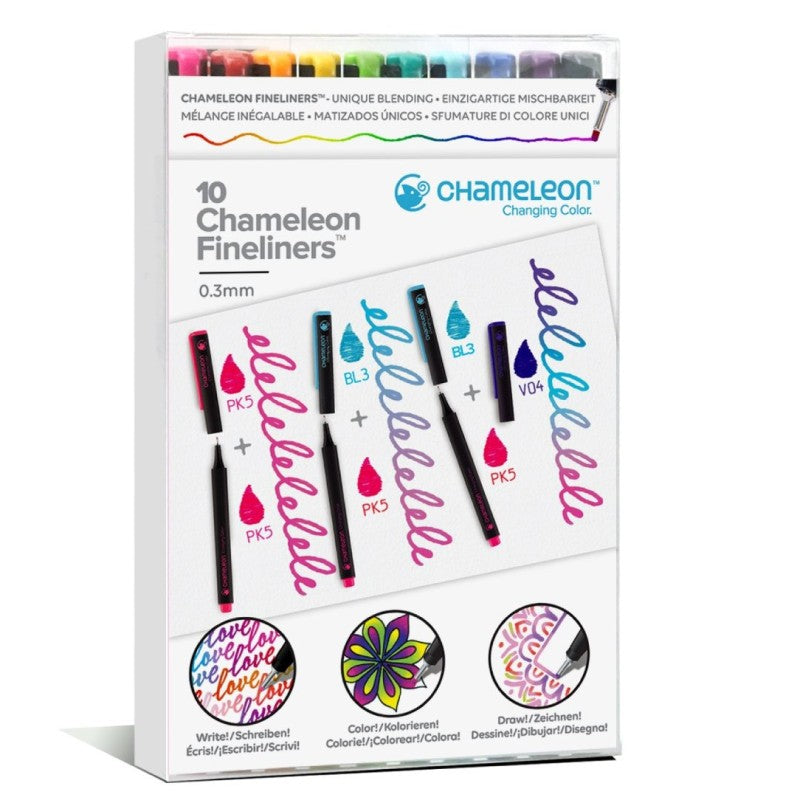 Chameleon FL1001 Fineliner Set – 10 Stk., 0,3 mm, sortiert