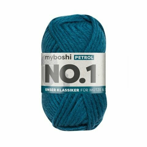 myBoshi Nr. 1 Wolle Petrol – 50 g, 55 m, Nadel 6 mm, 70% Polyacryl/30% Merino, 1 Stk.
