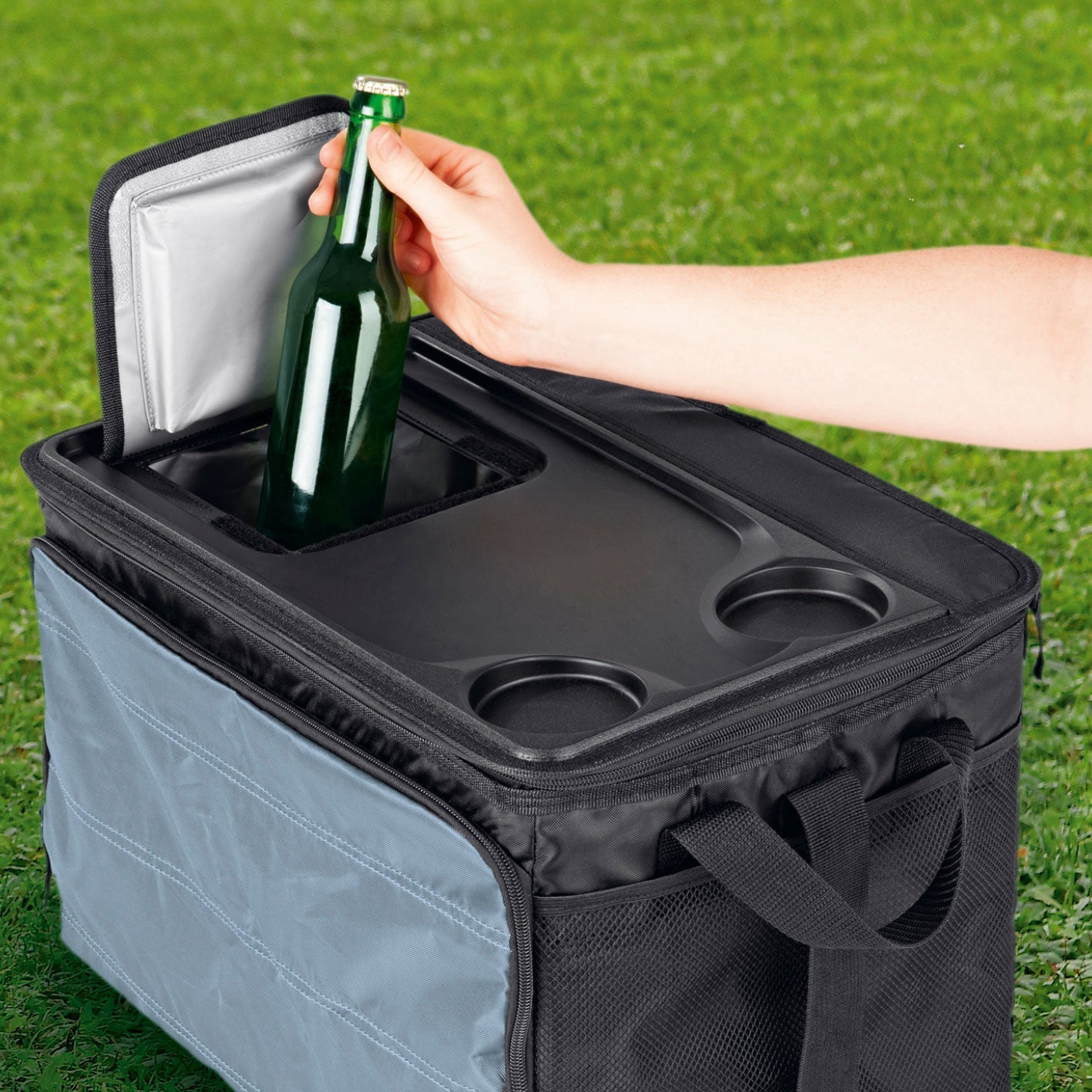 EASYmaxx Stofftasche Polyester, Schwarz/Grau, 445×310×280 mm, Schultergurt