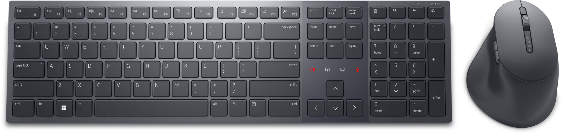DELL KM900 – Tastatur, kabellos (Bluetooth/2,4 GHz), US-Layout (EN), Grau