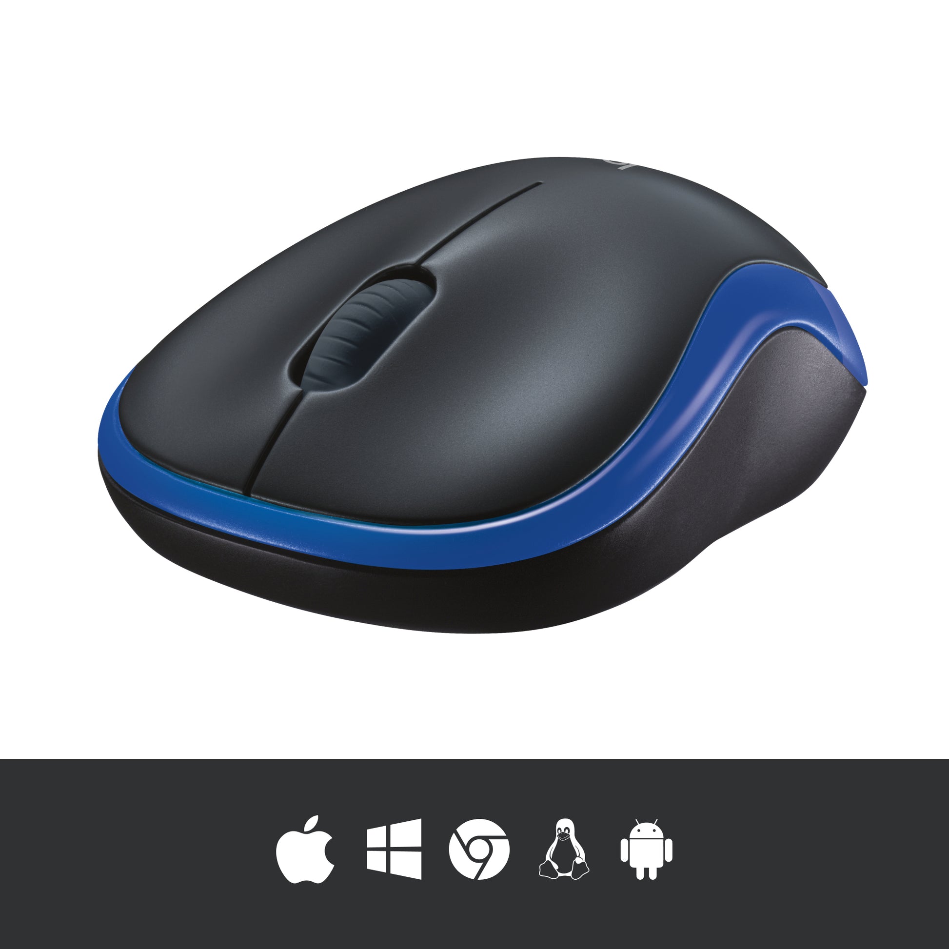 Logitech M185 Mobile Maus – kabellos, schwarz/blau
