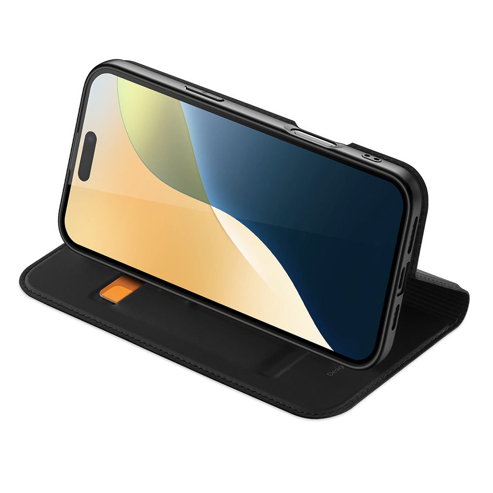 nevox Vario Series Wallethülle – für Apple iPhone 16 Plus, mit Ständer, 1 Kartenfach, PU+TPU, Schwarz
