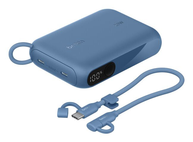 Belkin Powerbank 10000 mAh, PD 20 W, mit Display, Blau