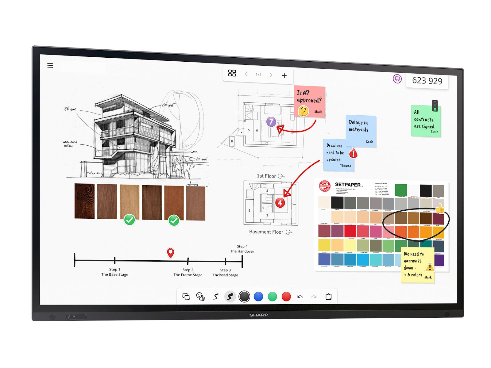 Sharp PN-LA862 – Interaktives Display 86,0" – 3840 × 2160 (4K UHD), IPS, InGlass 20-Punkt, 500 cd/m²