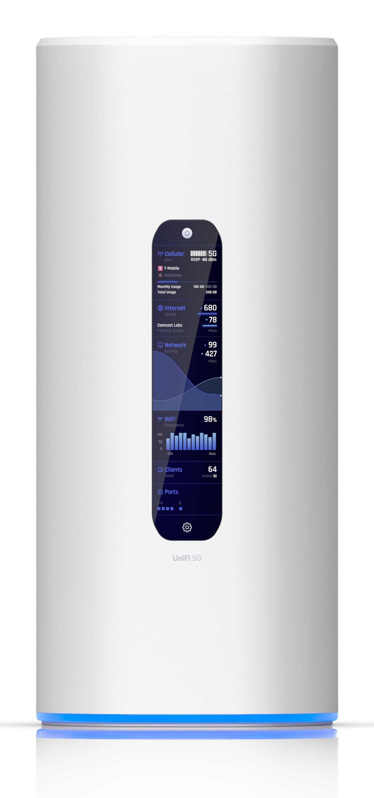 Ubiquiti Desktop Cloud Gateway – LTE/5G-Router, Wi-Fi 7, Tri-Band, bis 7300 Mbit/s, 4x RJ-45 (2,5G), SFP+