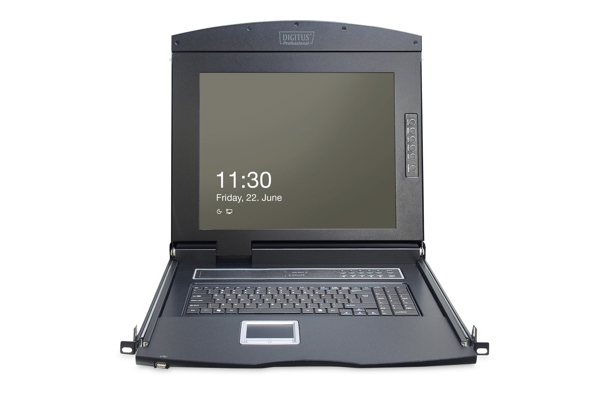 Digitus 17" Rack-LCD-Konsole – 8-Port VGA KVM, 1280 × 1024, US-Tastatur – 1U
