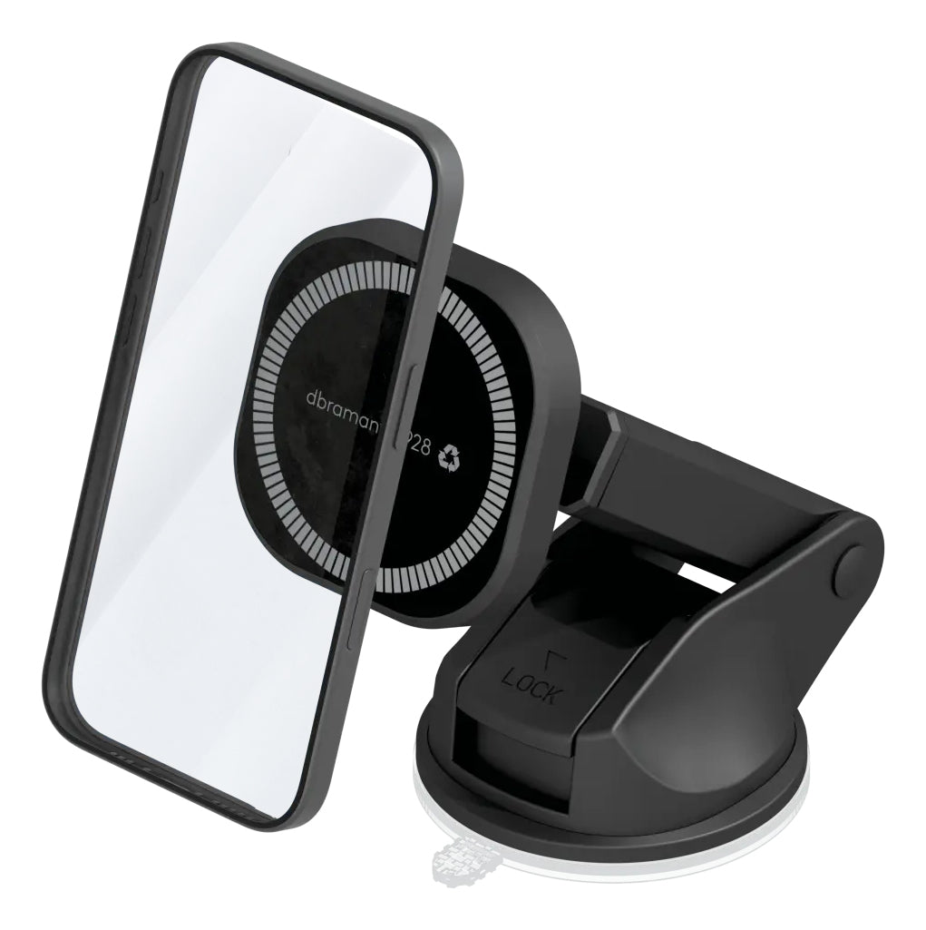 dbramante1928 Auto-Halterung, Saugnapf, 360° drehbar – für iPhone 12–17 – Schwarz, Kunststoff