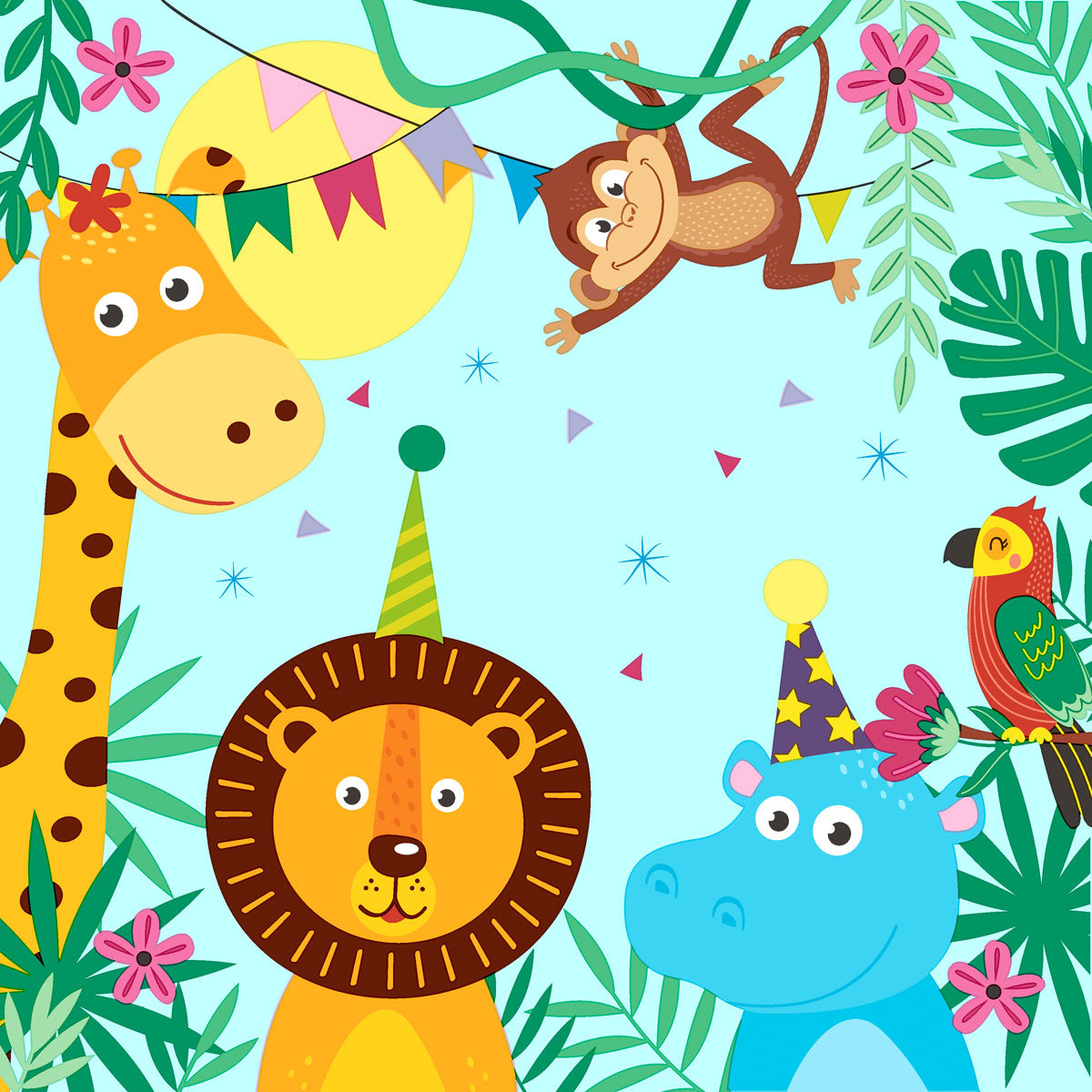 Paper + Design Servietten Party Animals, mehrfarbig – 33 × 33 cm, 3-lagig – 20 Stück