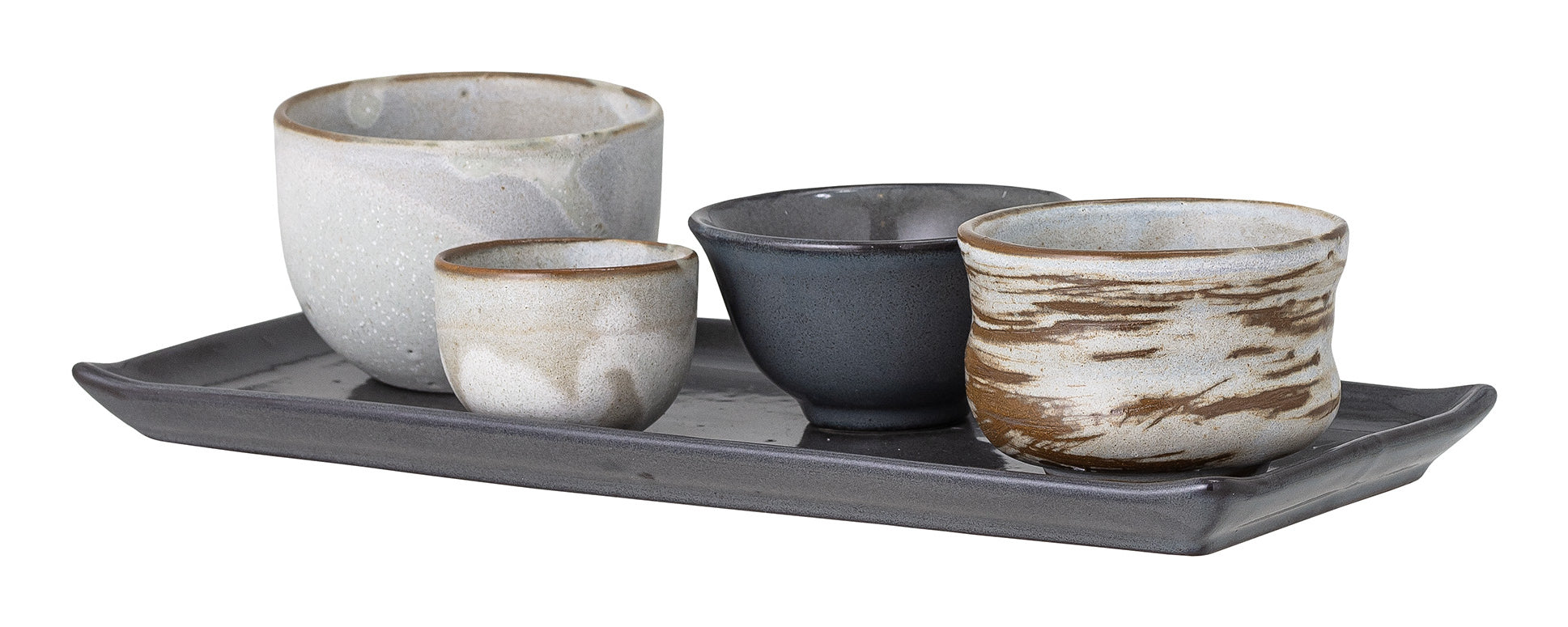 Bloomingville Masami Schalen – 5er Set, 320 ml, Ø 12 cm, Steingut, Weiss, spülmaschinenfest