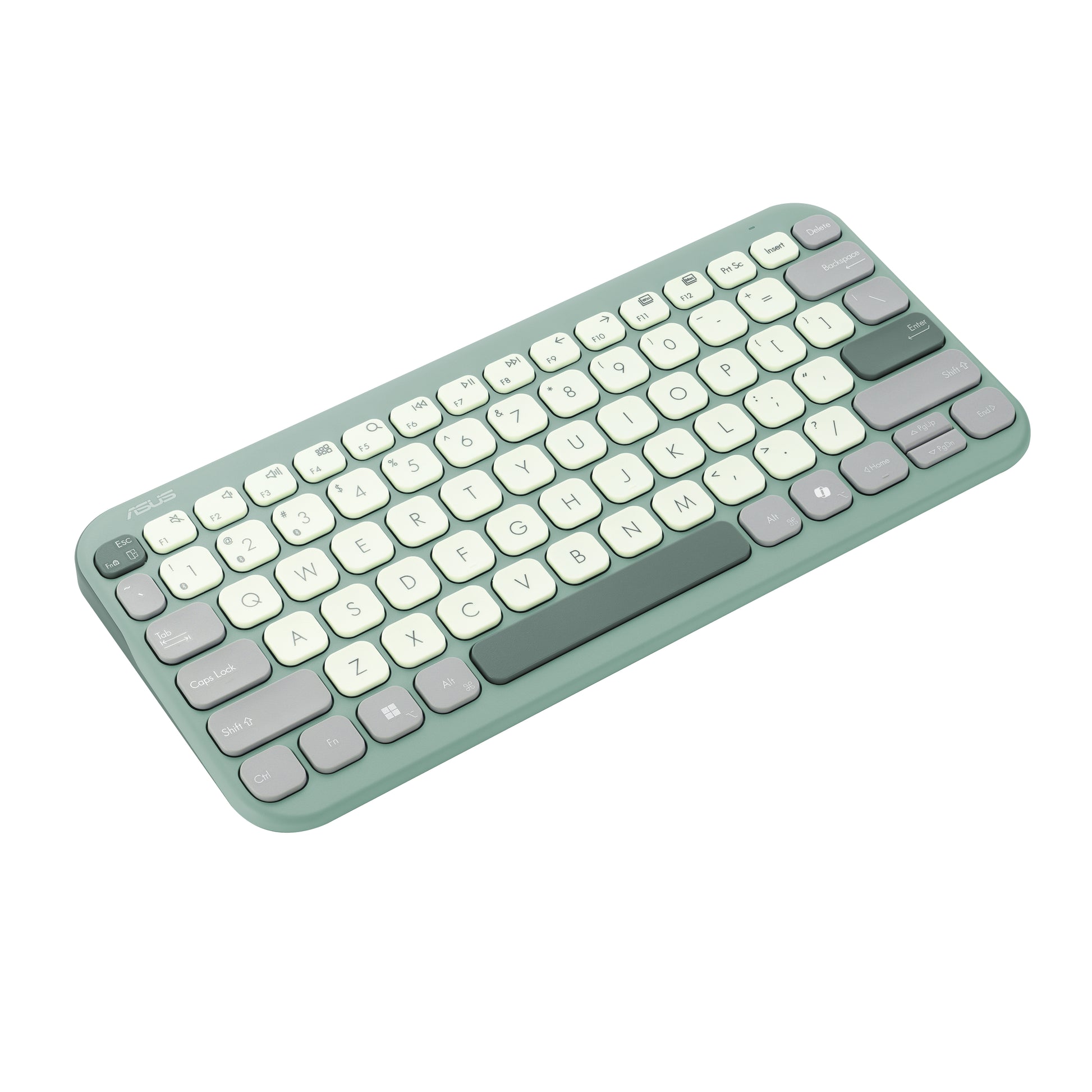 ASUS KW100 – Kompakte Tastatur 75% – Schere – Bluetooth 5,0 – QWERTZ (DE) – ohne Ziffernblock – Grün/Hellgrün