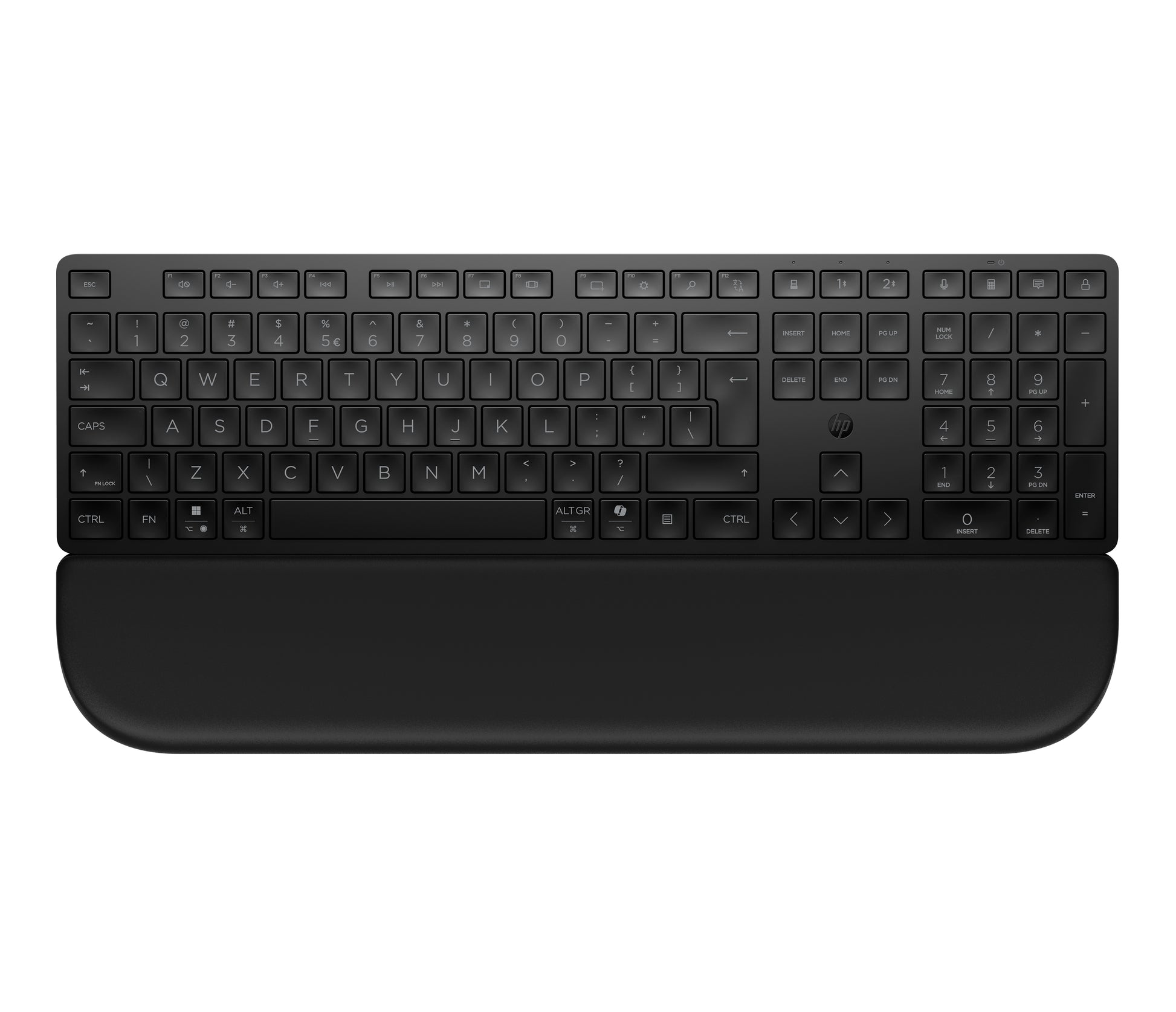 HP 580K – Tastatur – Bluetooth & 2,4 GHz (USB‑A) – mit Handballenauflage – leise Tasten – schwarz