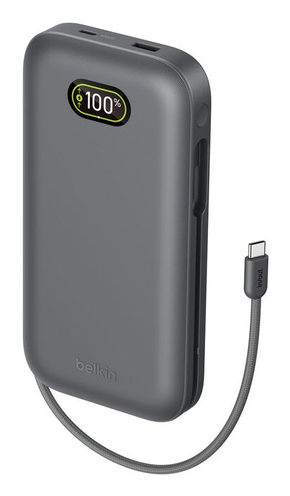 Belkin UltraCharge Pro Powerbank 27'000 mAh – 140 W PD, 1× USB-C, 1× USB-A, grau, für Laptop & Smartphone