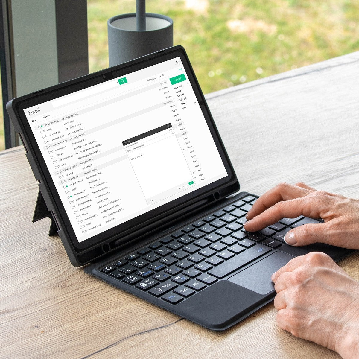 Mobilis Tastatur-Case für Samsung Galaxy Tab A9+ (SM‑X210/SM‑X216) 11" – Bluetooth, Trackpad – Schwarz