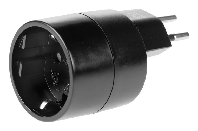 Furber. Reiseadapter – Typ J → Typ F (Schweiz → Europa), geerdet, 2500 W – schwarz