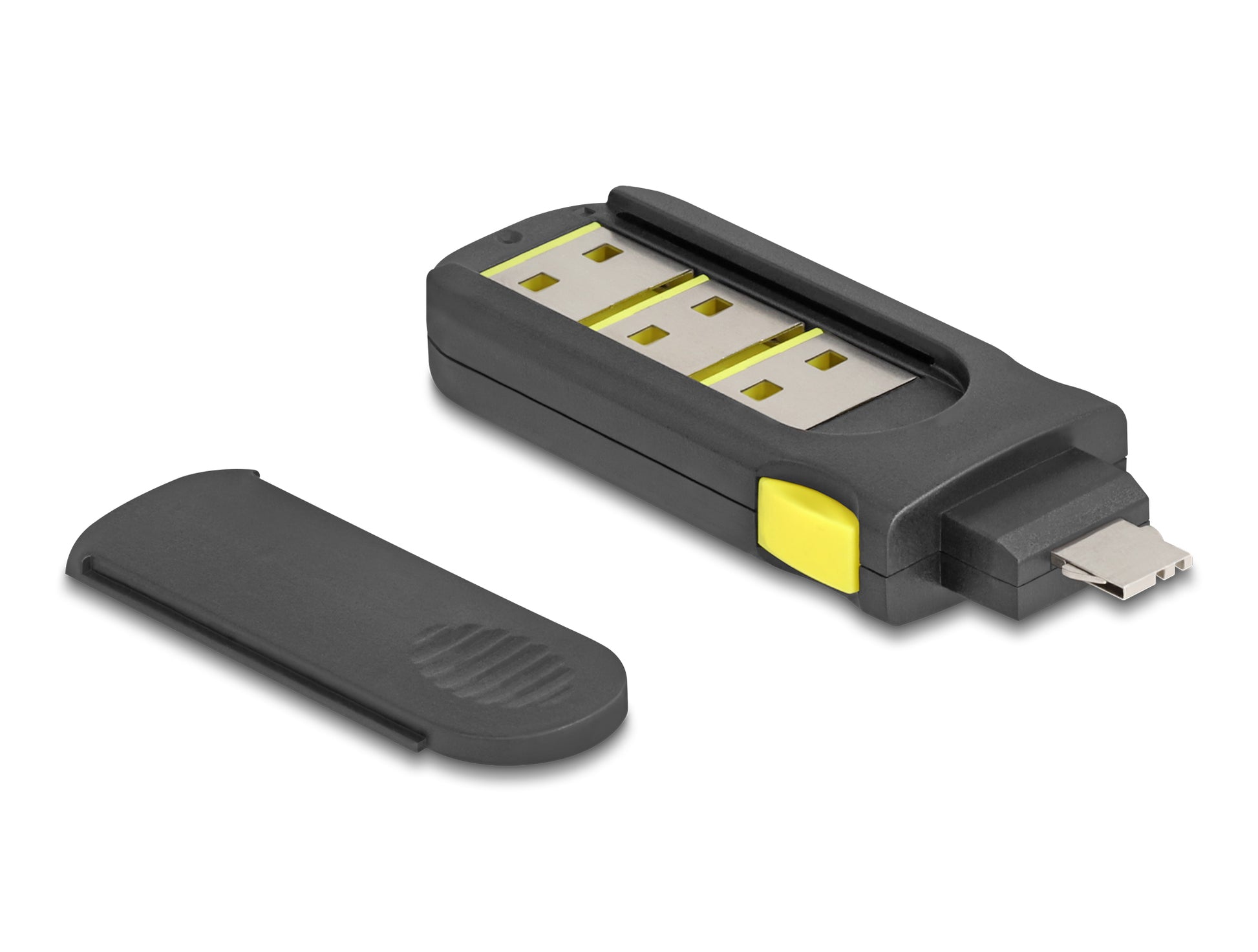 DeLOCK USB-Portblocker Set – mit Schlüssel – Schwarz/Gelb – für USB-A – 4 Stk