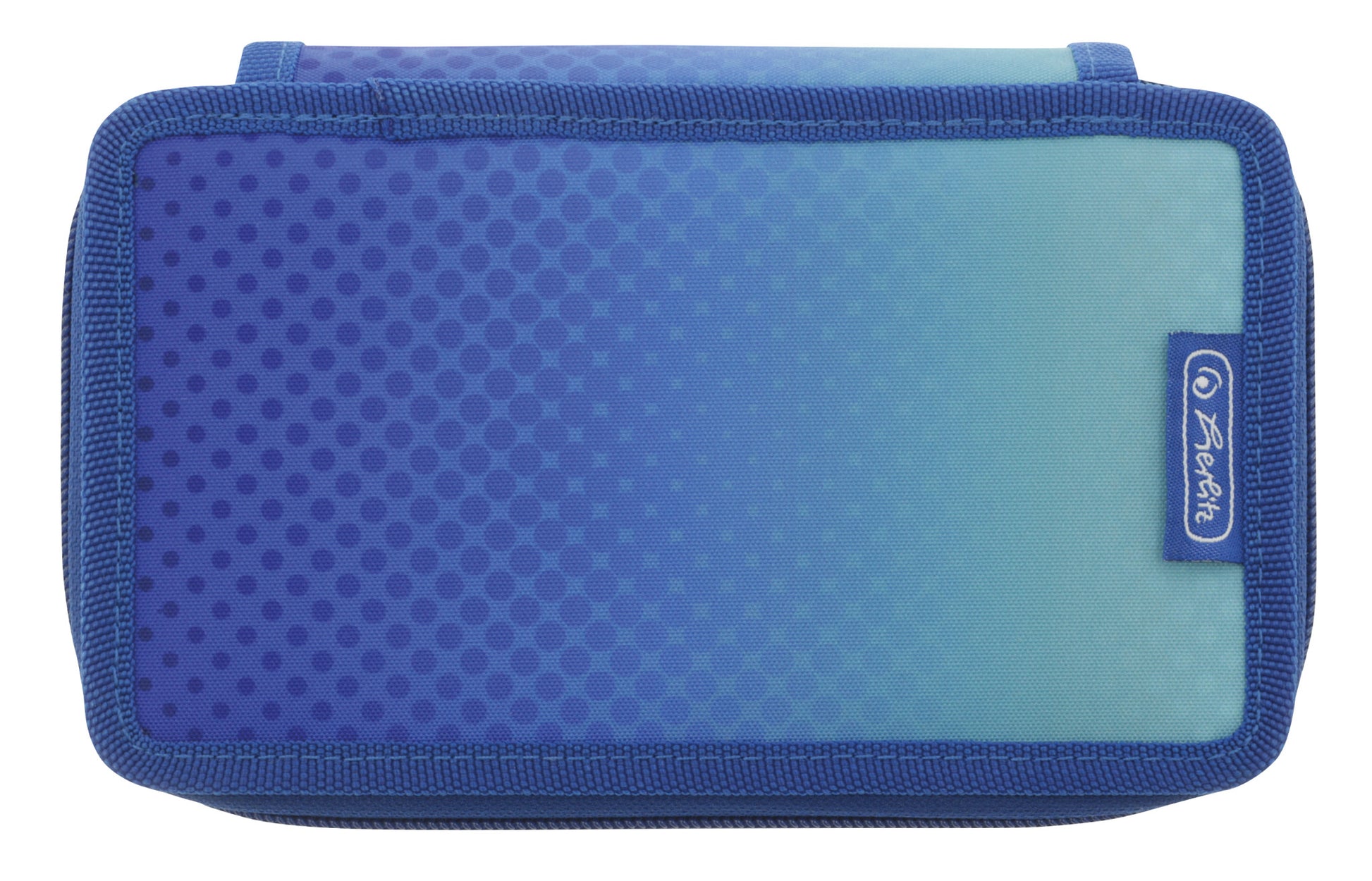 Herlitz TriCase Dip Dye – Schüleretui, gefüllt (31-teilig), 3 Klappen, blau, türkis, 19 × 7 × 11,5 cm