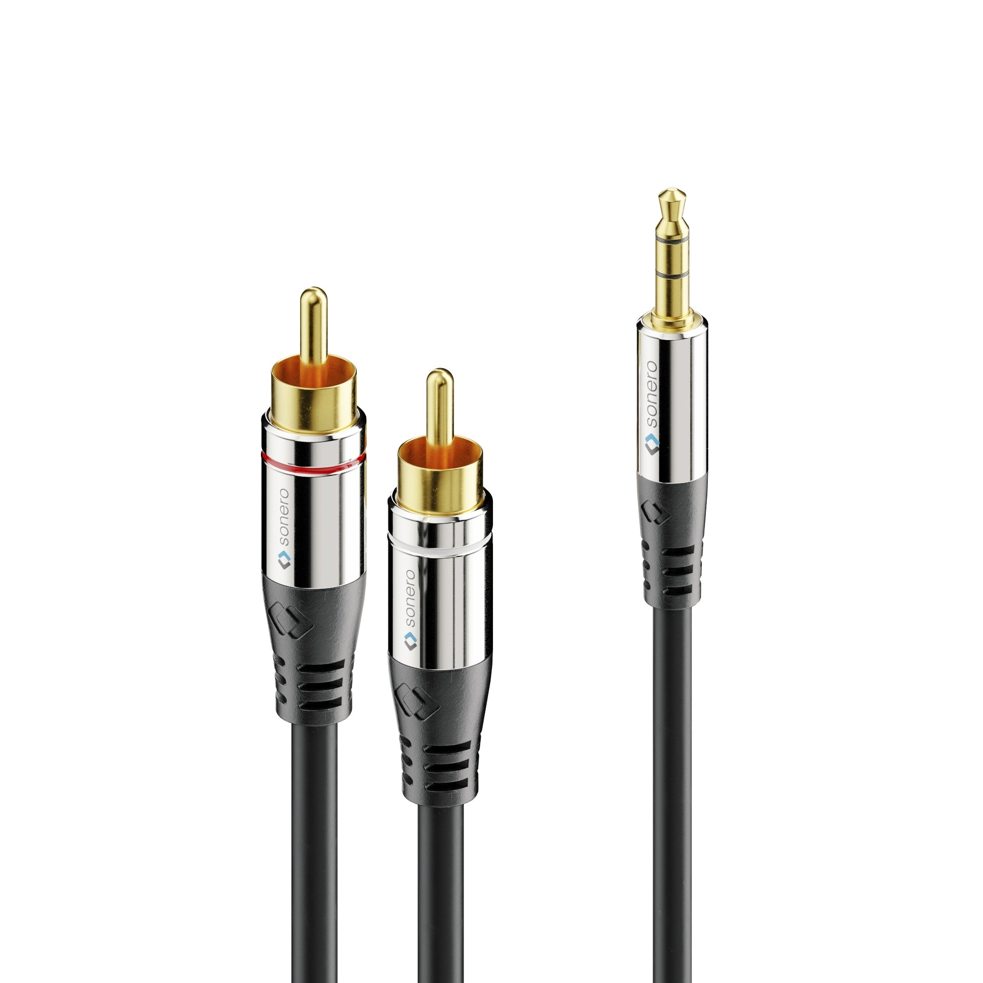 Sonero 3,5-mm-auf-2×-Cinch-Adapterkabel – Stecker-zu-Stecker – 1 m, vergoldete Stecker