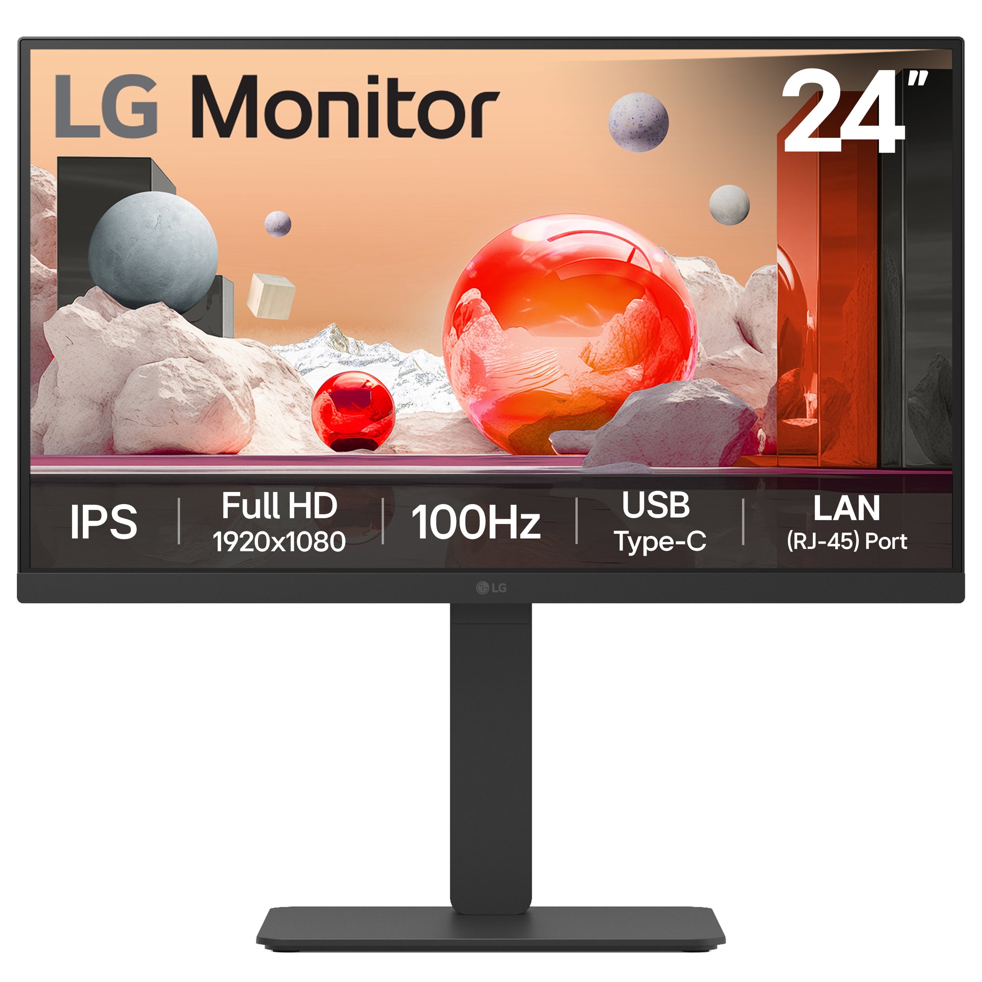 LG Monitor, 23,8", 1920 × 1080 (Full HD), LCD, Schwarz
