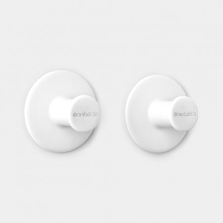 Brabantia Haken – 4,8×4,8×2,5 cm, Kunststoff, 2 kg, zum Schrauben, Weiss, 2er-Set