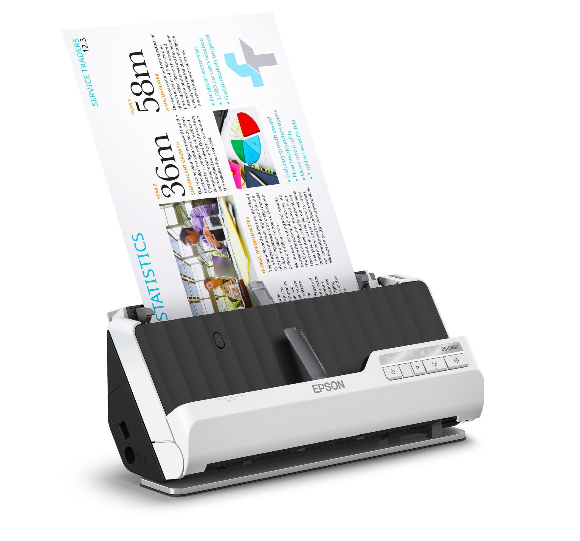 Epson Ds-C490 ADF + Bogenscanner Dokumentenscanner, A4, Duplex, 600 dpi, ADF 20 Blatt, USB, für Windows