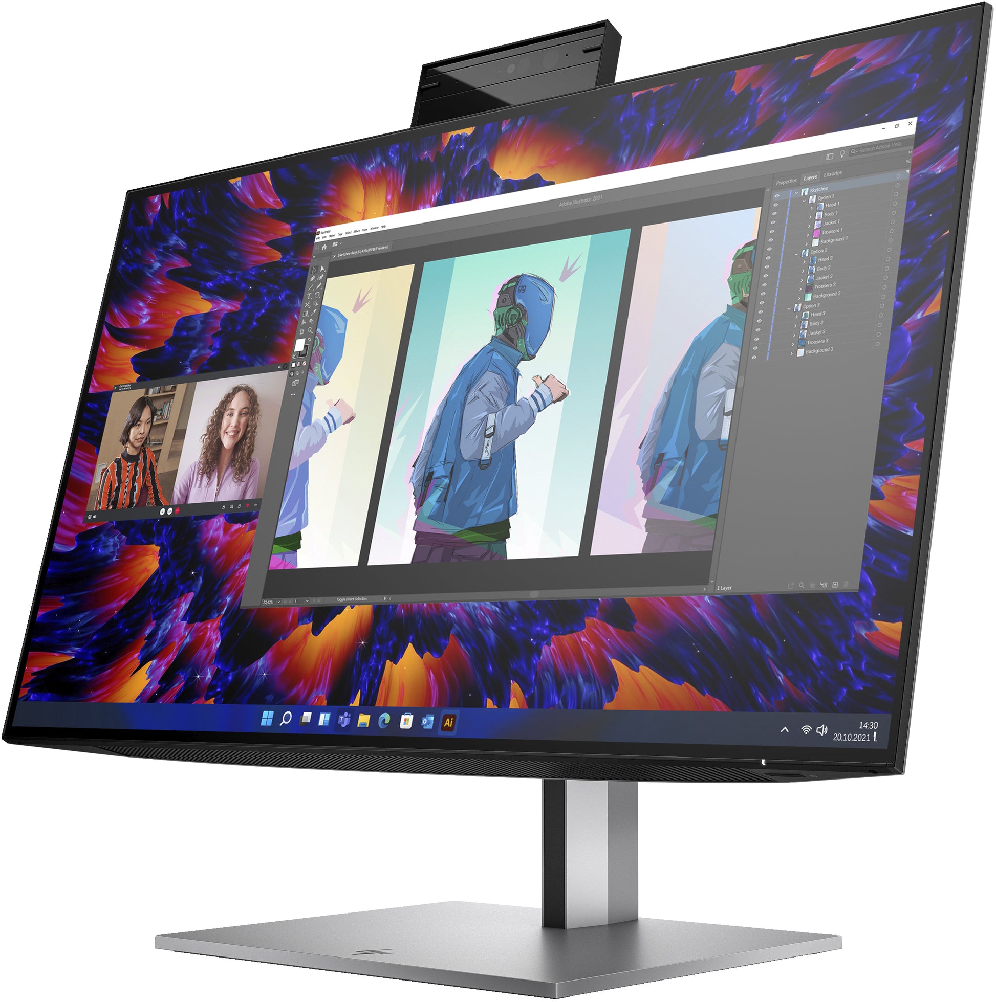 HP Z24m G3 – Monitor, 23,8" 2560 × 1440 (WQHD), IPS, 90 Hz, 400 cd/m², VESA 100 × 100, Silber