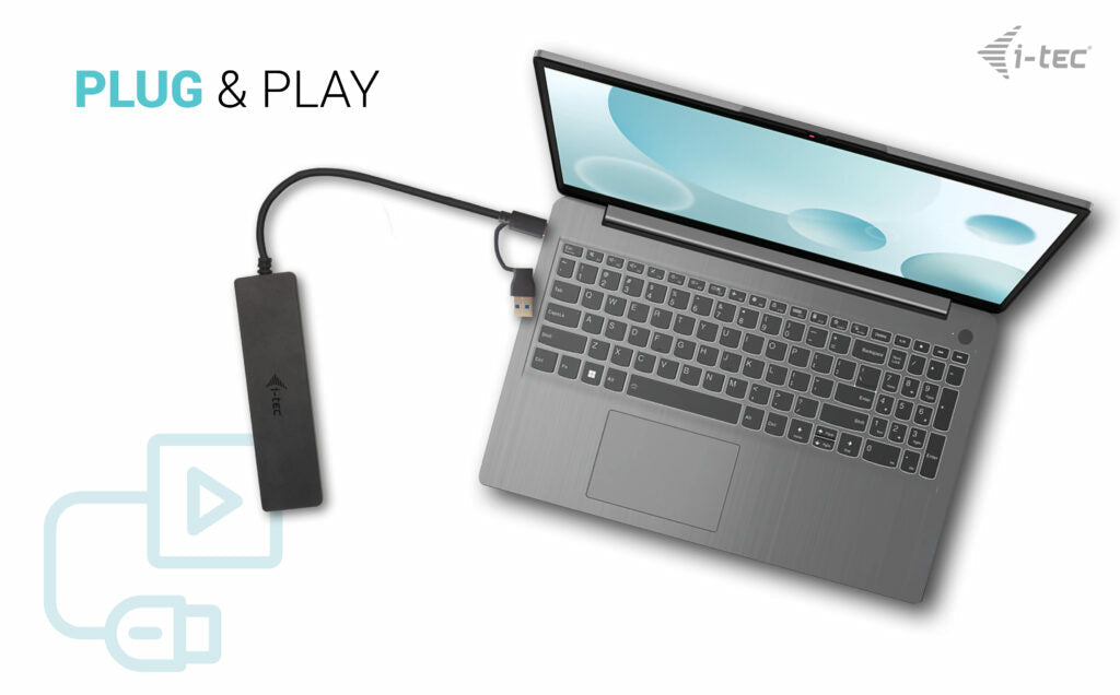 i-tec USB-Hub – 2× USB-A, 2× USB-C, für Windows/Mac/ChromeOS