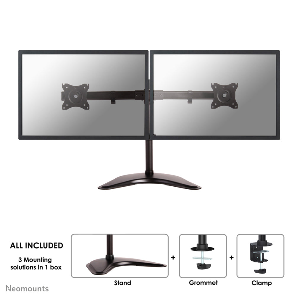 Neomounts Tischhalterung, Dual, bis 27", VESA 75 × 75/100 × 100 mm, 8 kg, höhenverstellbar, schwarz