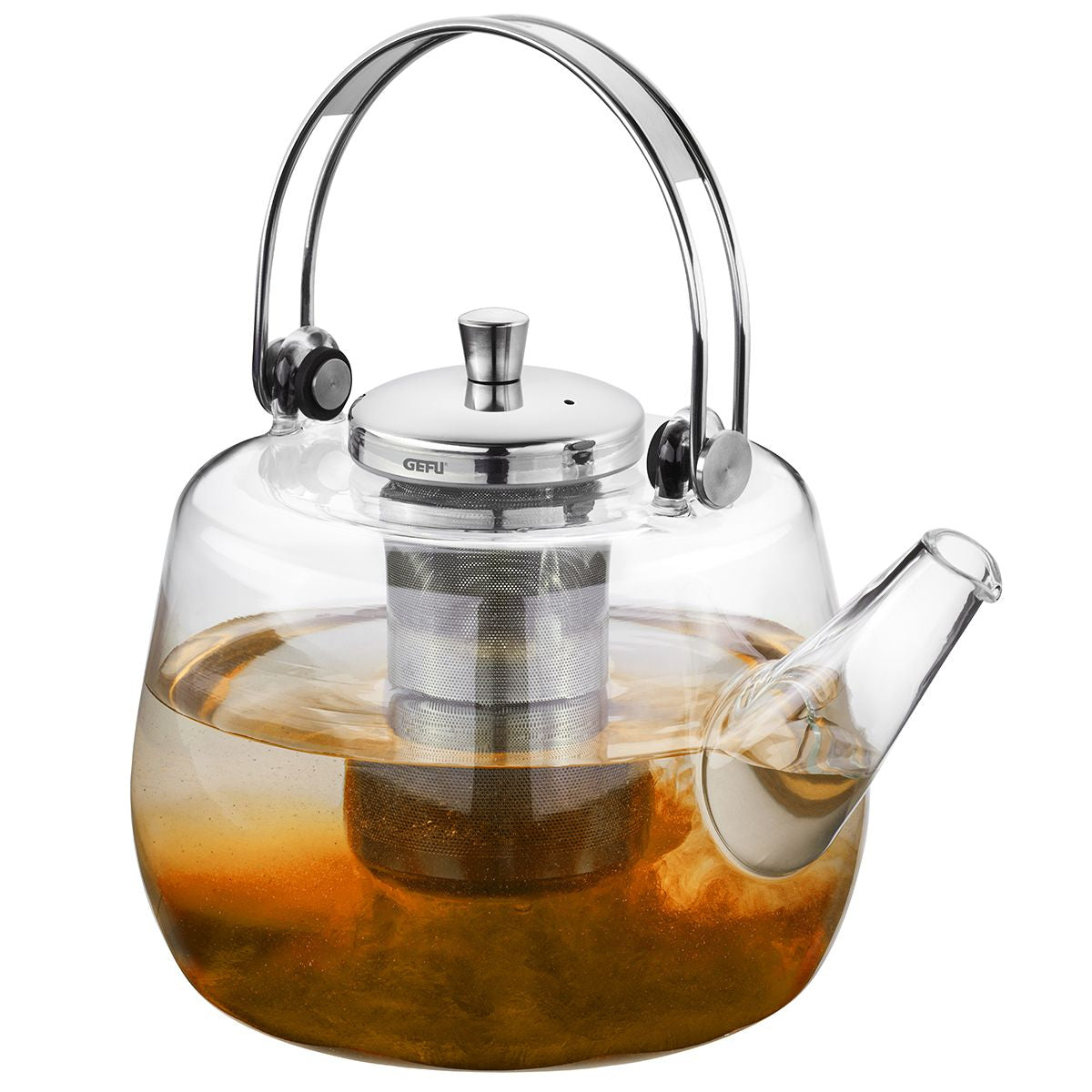 GEFU Teekanne – 1 l, Glas, Edelstahlfilter, spülmaschinenfest