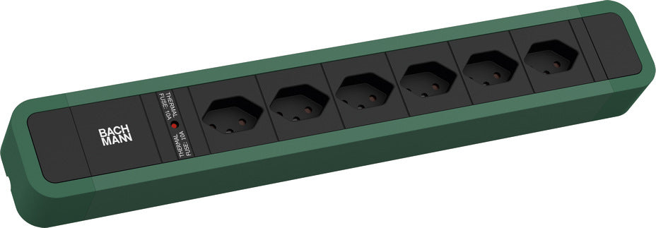 Bachmann PRIMO 2 Steckdosenleiste, 6×T13, 2 m, Eingang T12, Thermosicherung, Anzeigelicht – Grün