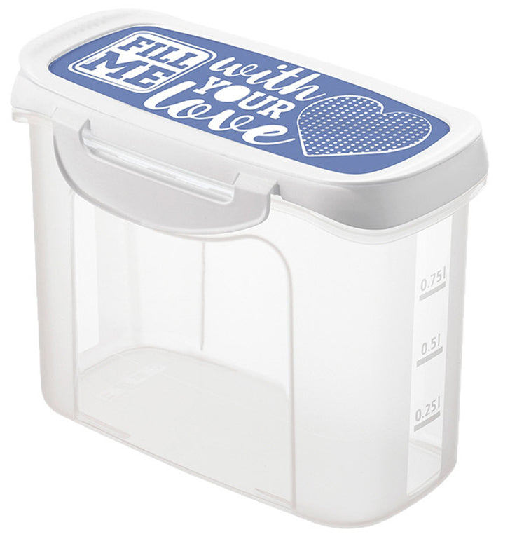 Rotho Vorratsdose 1 l, 9,8 × 16,9 × 13,2 cm, Polypropylen (PP), transparent/blau