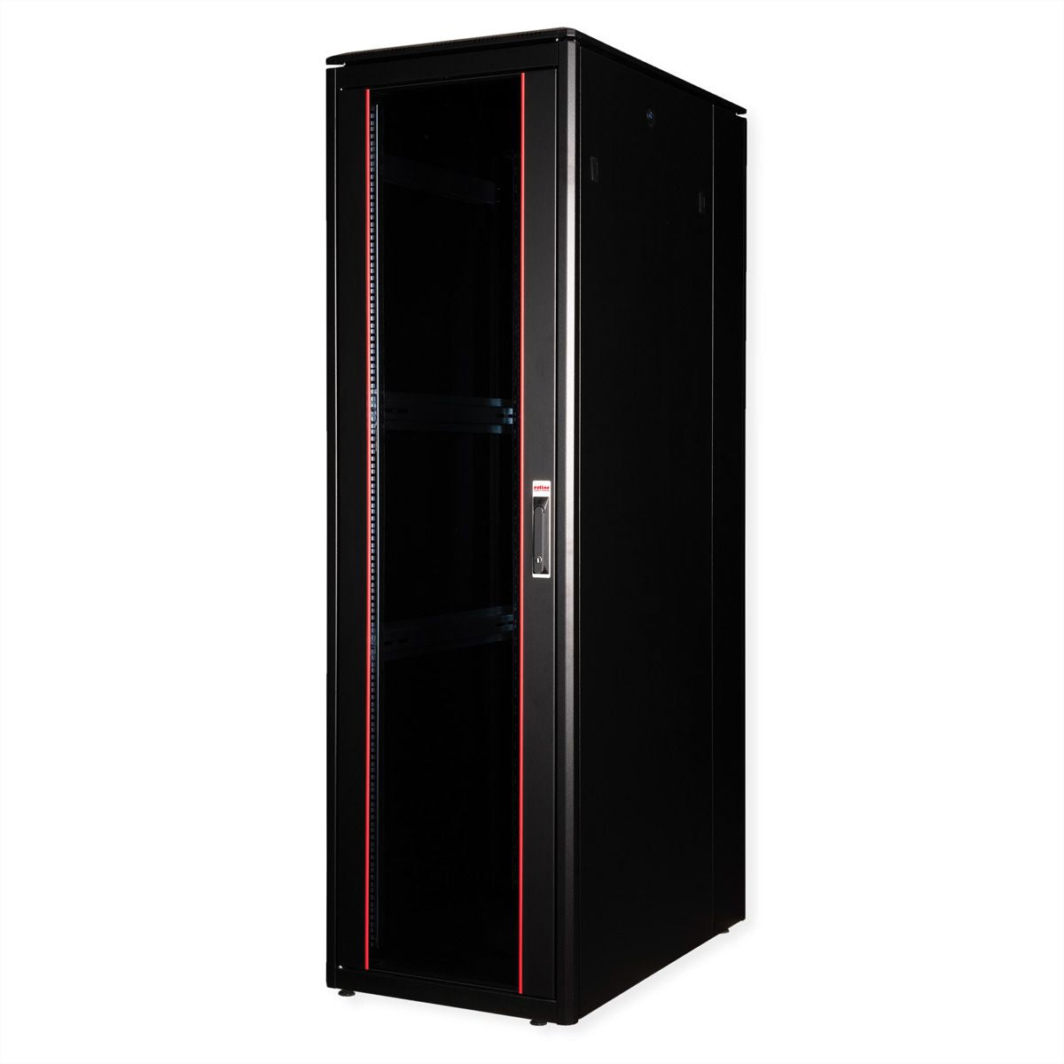 ROLINE Pro – 19" Netzwerkschrank 42U, IP20, abschliessbar, 600 × 1000 × 2053 mm, schwarz, Stahl