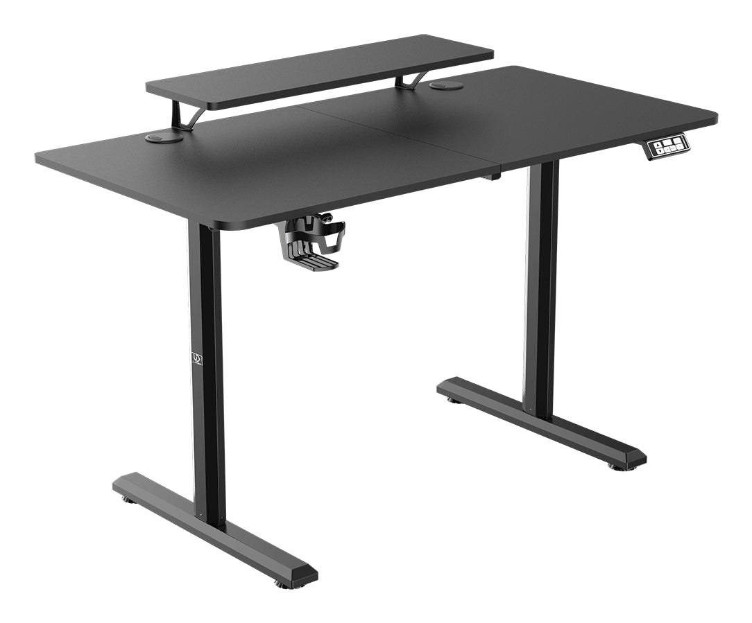 Ultradesk Highlander Gaming-Tisch – 120 × 60,5 cm, elektrisch höhenverstellbar, schwarz, Holz