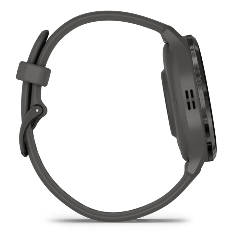 Garmin Venu 3S – Smartwatch – 41 mm, 1,2", GPS, AMOLED, Gorilla Glass, 50 m, Kieselgrau/Schwarz, Sportarmband