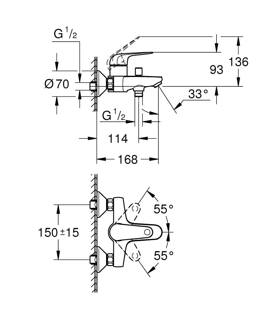 GROHE Swift Unterputz-Badebatterie – Einhebelmischer, Messing, Chrom