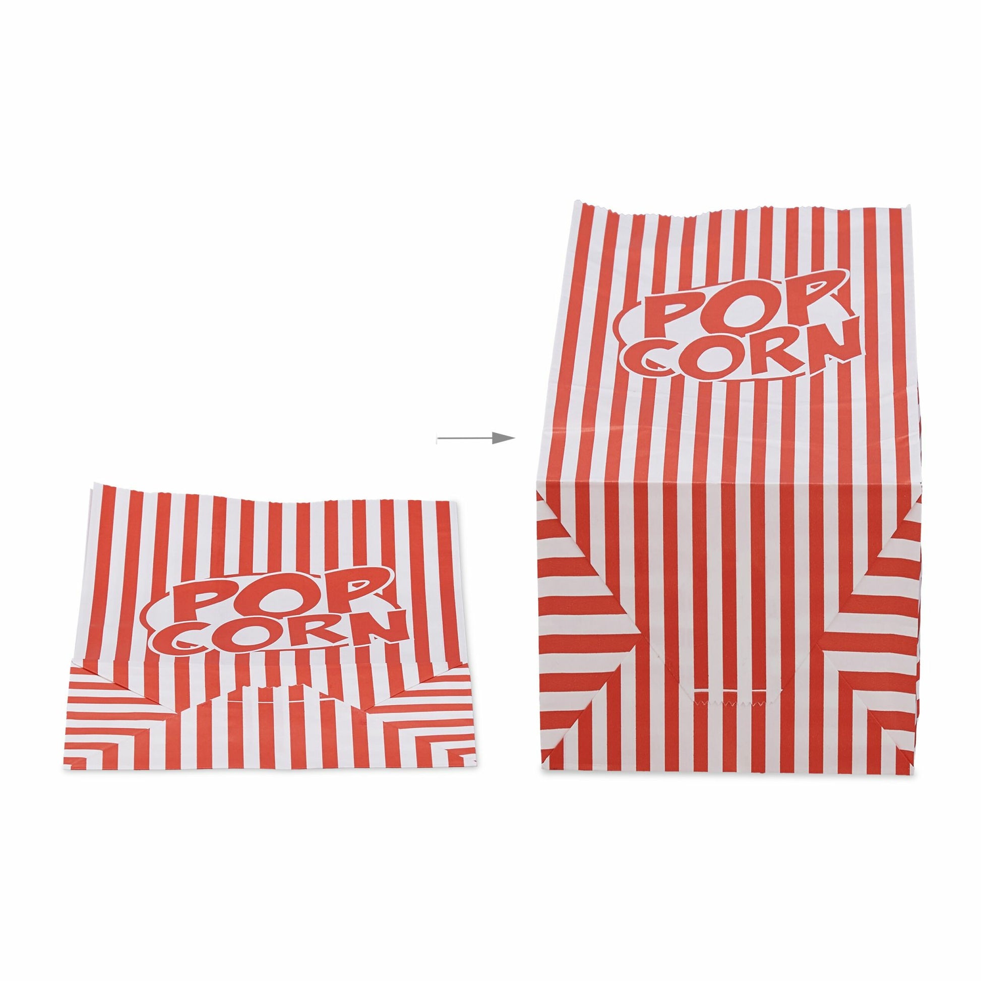 Relaxdays Retro Popcorntüten, Papier, Rot/Weiss – 26 × 13 × 8 cm – 48 Stk.