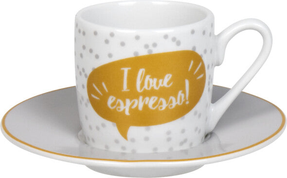 Könitz Porzellan Könitz Espressotasse Love – 4er Set, 85 ml, Porzellan, Weiss, spülmaschinenfest, mikrowellengeeignet