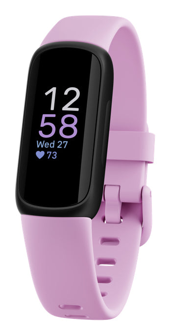 Fitbit Inspire 3 – Smartwatch – 39,32 mm, Connected GPS, AMOLED, 5 ATM, Fliedertraum/Schwarz, Bandgrösse S/L