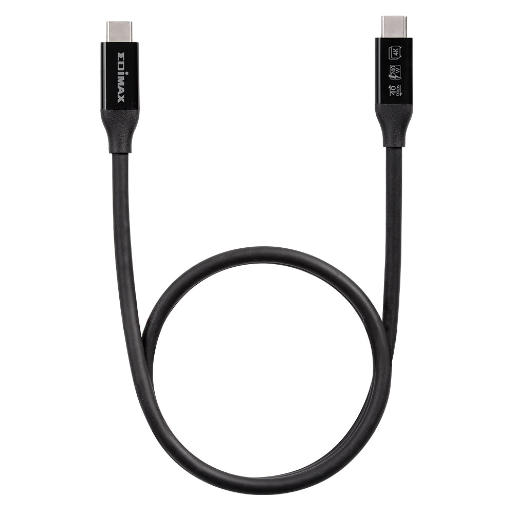 Edimax Thunderbolt 3 (USB-C) Kabel – 40 Gbit/s – 3 m – PD 240 W – DP Alt Mode – TPE-Mantel – Schwarz