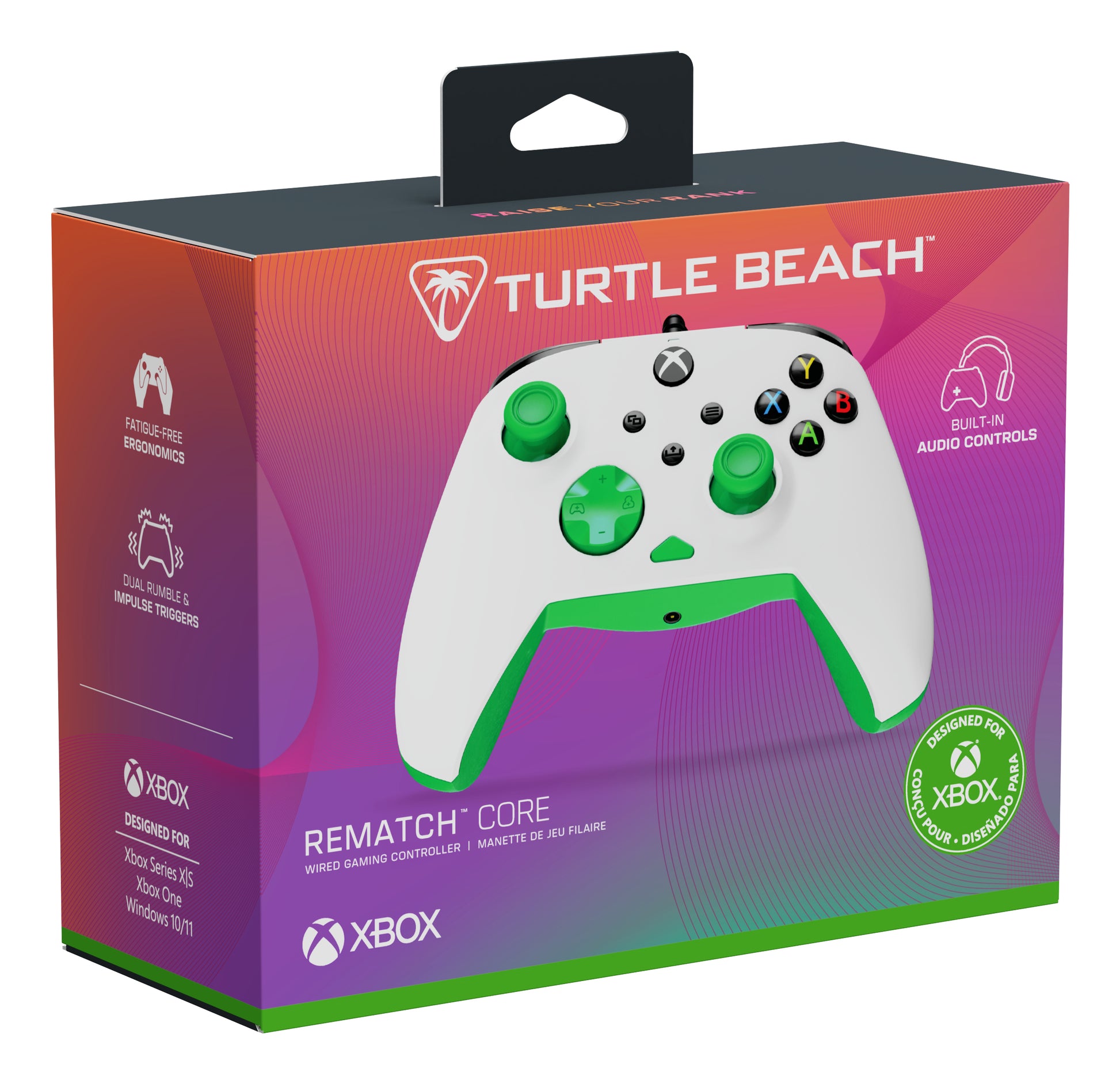 Turtle Beach Rematch Core – Gamepad – USB-C (kabelgebunden) – Impuls-Trigger – für Xbox & PC – Grün, Weiss