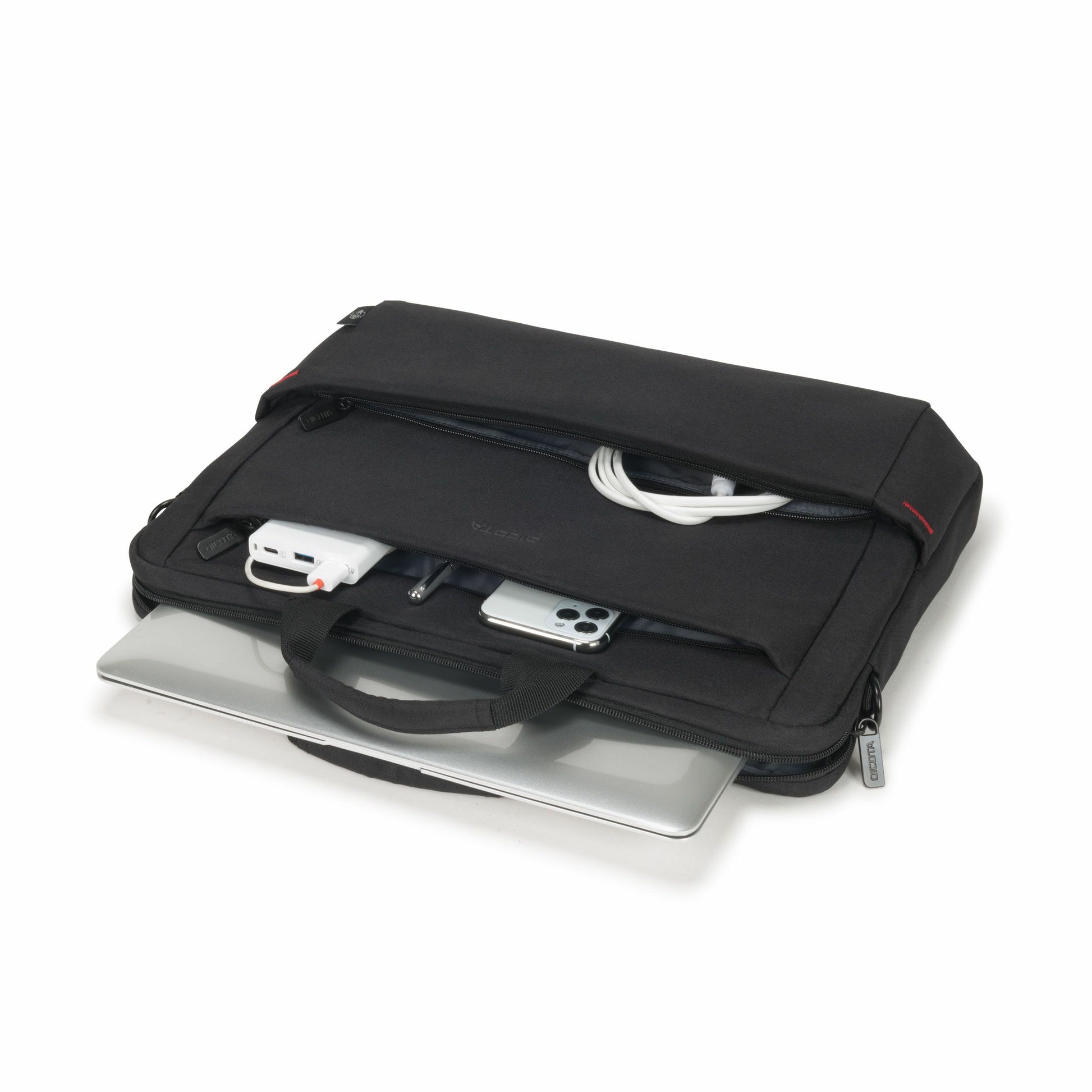 DICOTA Eco Slim Case Plus BASE Notebook-Tasche bis 15,6" – Trolley-Band, abnehmbarer Schultergurt – Schwarz