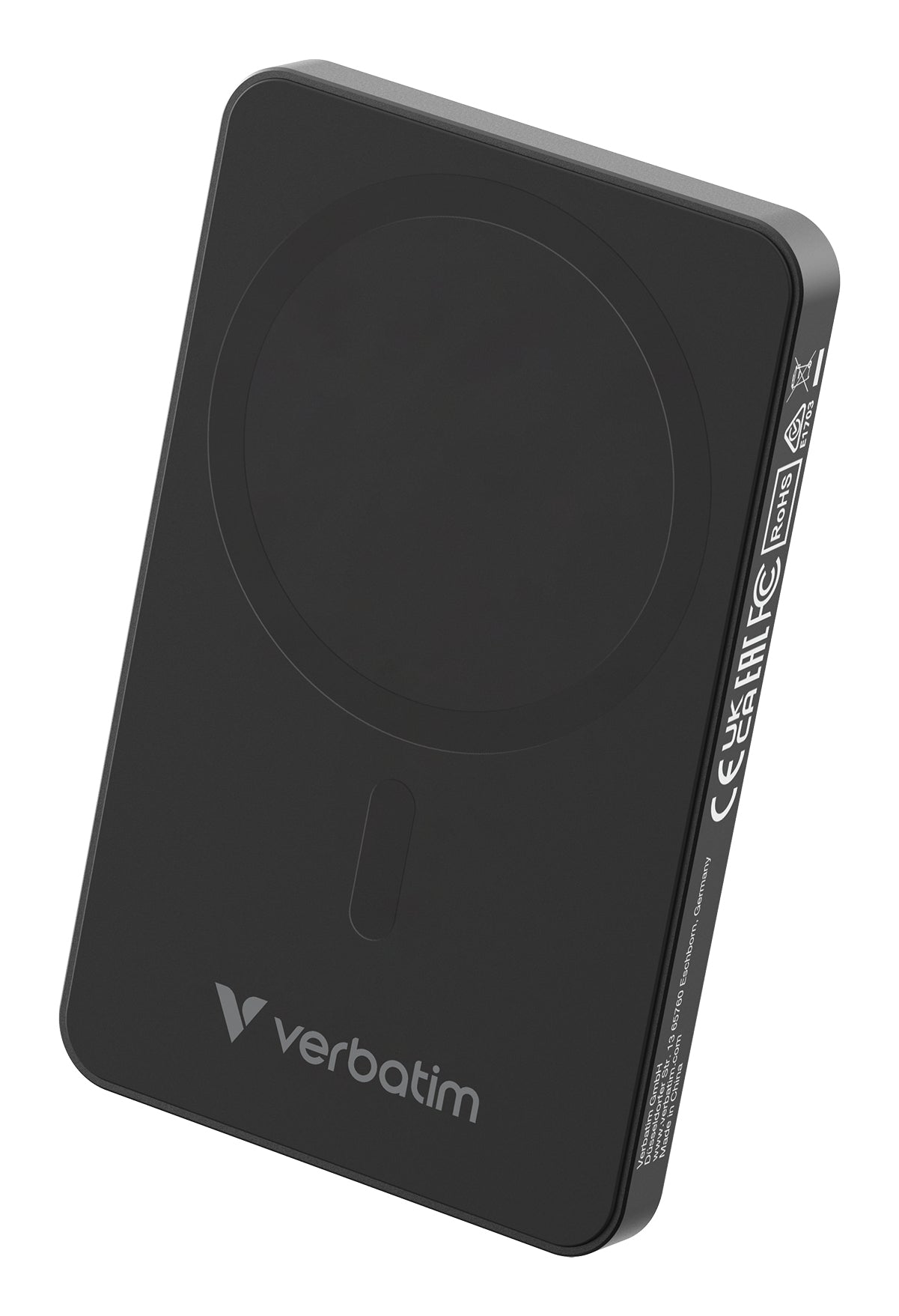 Verbatim MagSafe Powerbank 5'000 mAh – 20 W PD, Wireless 20 W, 1× USB-C, 1× USB-A, schwarz