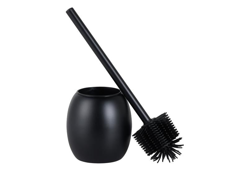 COCON WC-Bürstenset – Kunststoff, Edelstahl, schwarz matt, mit TPR-Kopf, H 39 cm, Ø 9 cm