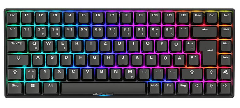 Sharkoon SGK50 S3 PBT – Gaming-Tastatur 75% – Mechanisch, RGB – Verkabelt USB-A – QWERTZ (DE) – Schwarz