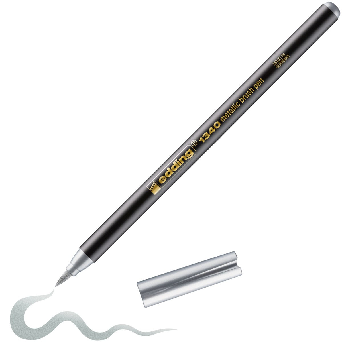 Edding 1340 Pinselstift Metallic – Pinselspitze, 1–3 mm, wasserbasiert, Silber