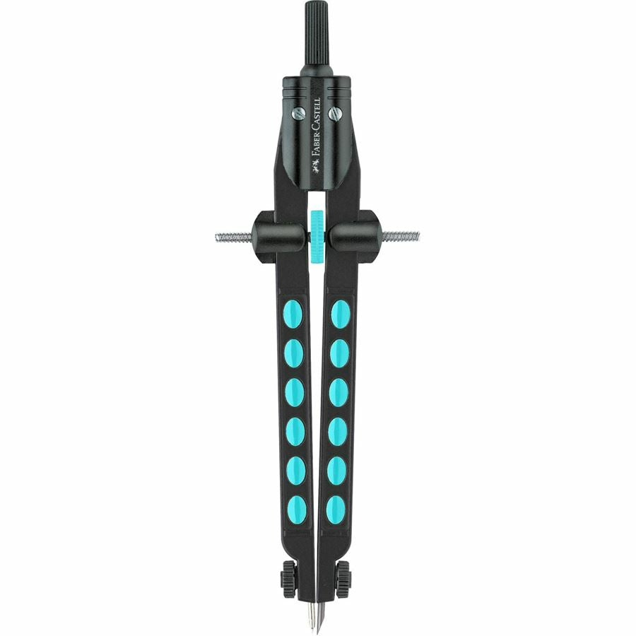 Faber-Castell Factory Neon Schnellverstellzirkel – Länge 170 mm, max. Kreis-Ø 34 cm, mit Minenklemmung