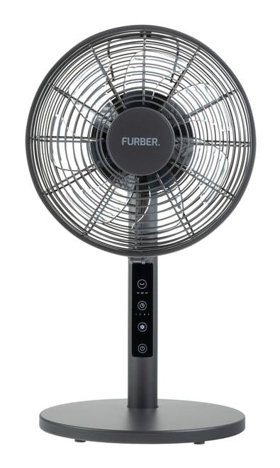 Furber. Furber Tischventilator Vayu-Touch Mini – 25,5 cm, 4 Stufen, oszillierend, Timer, 14 W, Grau